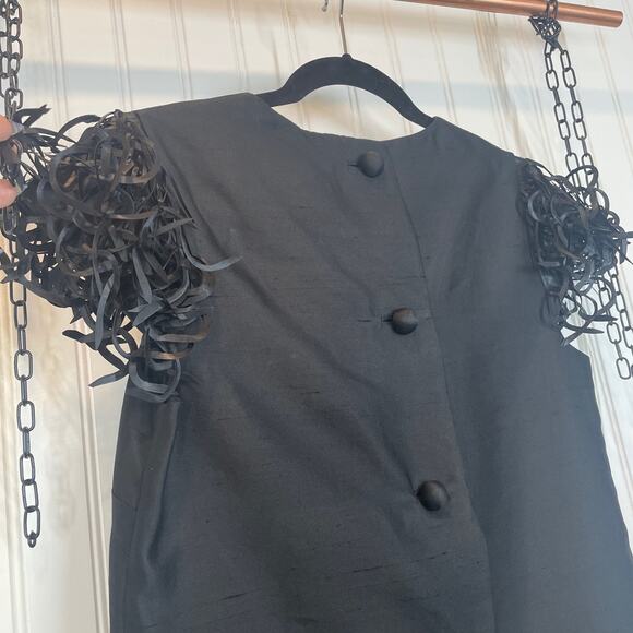 NWT Kate Spade Silk & Cotton Black Vicki Fringe Mini Swing Dress Size S - Picture 6 of 11